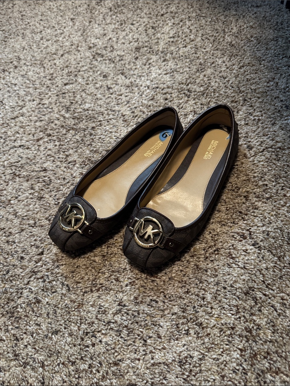 Michael Kors Black MK Logo Embellished Ballet Flats